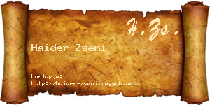 Haider Zseni névjegykártya